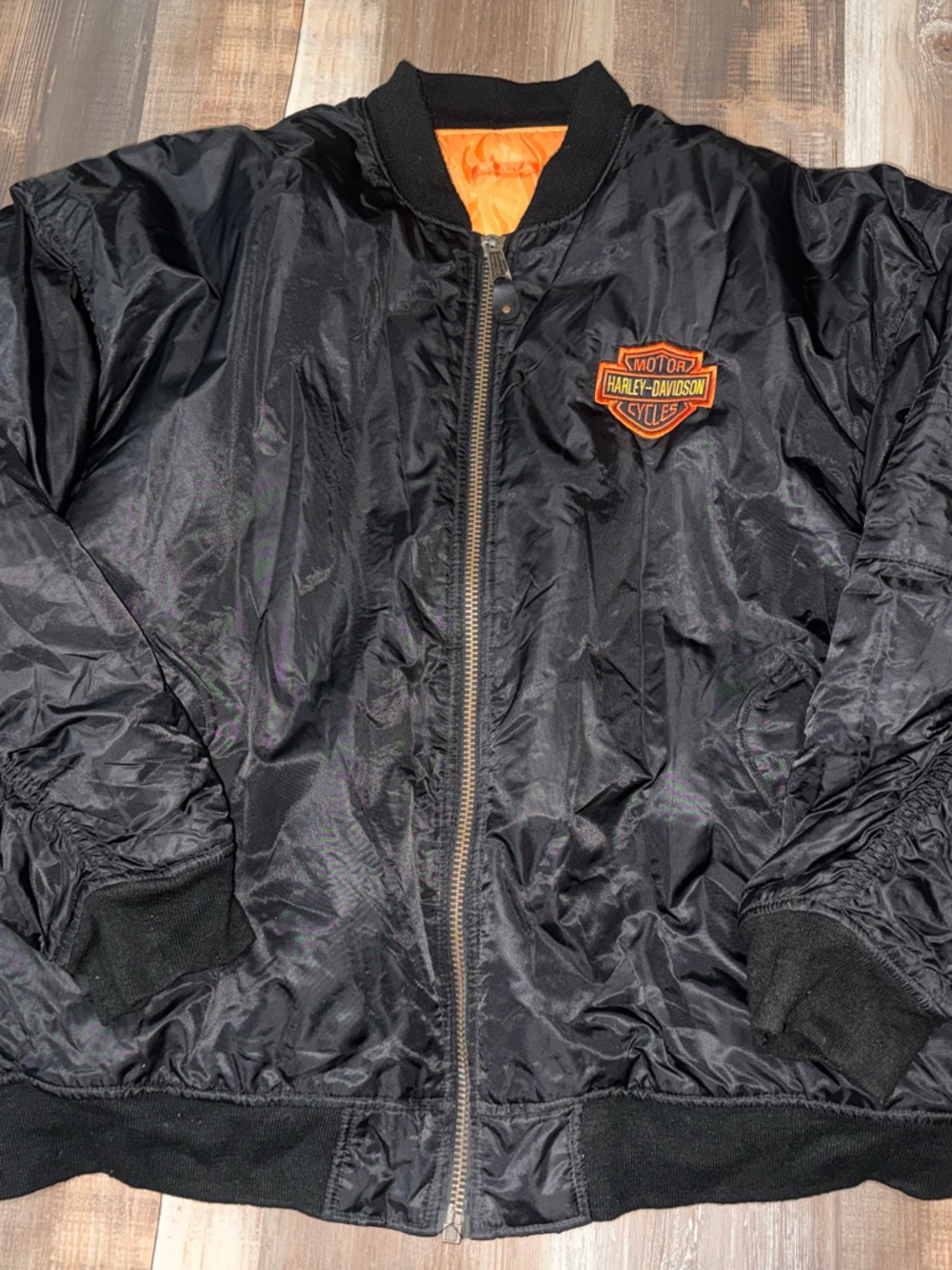 Harley-Davidson Black Bomber Jacket with Orange Trim